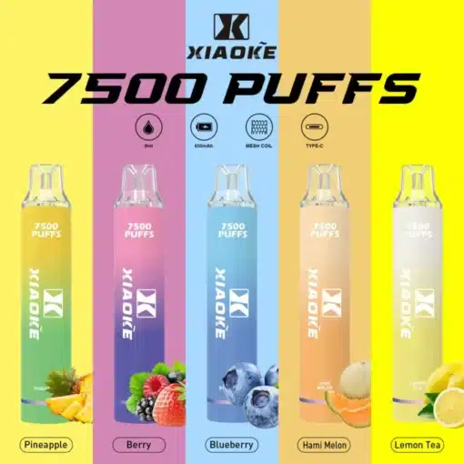 XIAOKE 7500 PUFFS 梟客棄式抛電子烟 一次性霧化桿 炫酷跑馬燈